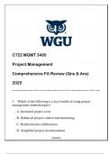 C722 MGMT 3400 Project Management Comprehensive FA Review (Qns & Ans) 2025