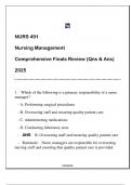 NURS 491 Nursing Management (LU) Comprehensive Finals Review 2025.