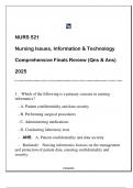 NURS 521 Nursing Issues, Information & Technology (LU) Comprehensive Finals Review 2025