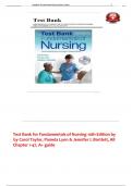  Test Bank for Fundamentals of Nursing 10th Edition by  by Carol Taylor, Pamela Lynn & Jennifer L Bartlett, All  Chapter 1-47, A+ guide