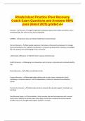 Rhode Island Practice /Peer Recovery Coach Exam Questions and Answers 100%  pass |latest 2025| graded A+