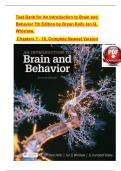 TEST BANK For An Introduction to Brain and Behavior, 7th Edition by Bryan Kolb, Ian Q. Whishaw, Verified Chapters 1 - 16, Complete Newest Version