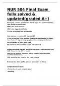 NUR 504 Final Exam fully solved & updated(graded A+).