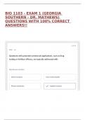 BIO 1103 - EXAM 1 (GEORGIA SOUTHERN - DR. MATHEWS) QUESTIONS WITH 100% CORRECT ANSWERS!!