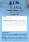 CSL2601 Assignment 1 (ANSWERS) Semester 1 2025 - DISTINCTION GUARANTEED