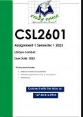 CSL2601 Assignment 1 (QUALITY ANSWERS) Semester 1 2025