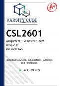 CSL2601 Assignment 1 (DETAILED ANSWERS) Semester 1 2025 - DISTINCTION GUARANTEED