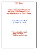 Test Bank for Human Geography Places and Regions in Global Context, 5th Canadian Edition by Knox (All Chapters included)