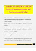 Nutrition Science (HMGT 2460) (Fall 2025) (Lab & Quiz Questions) with Correct Answers 100% Pass