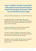 Exam 1: NU664C/ NU 664C (Latest 2025/ 2026 Update) Family Psychiatric Mental Health I Review| Qs & As| Grade A| 100% Correct (Verified Answers)- Regis