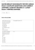 DAVIES BREAST SONOGRAPHY REVIEW ARDMS EXAM | COMPLETE QUESTIONS AND CORRECT ANSWERS | ALREADY GRADED A+ | LATEST EXAM | VERIFIED ANSWERS