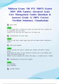 Midterm Exam: NR 572/ NR572 (Latest 2025/ 2026 Update) Advanced Acute Care Management Guide| Questions & Answers| Grade A| 100% Correct (Verified Solutions)- Chamberlain