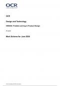 OCR GCE Design and Technology H406/02: Problem solving in Product Design A Level Mark Scheme for June 2024 