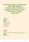 Final Exam: NR507 / NR-507 (Latest 2025 / 2026) Advanced Pathophysiology | Exam Notes Questions with Verified Answers | 100% Correct | Grade A - Chamberlain