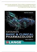 TEST BANK For Katzung's Basic and Clinical Pharmacology, 16th Edition By {Todd W. Vanderah, 2024,} Verified Chapters 1 - 66, Complete Newest Version