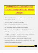 CWAM Intro to Animal Husbandry and Care Exam Questions and Answers 100% Pass