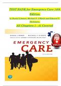 TEST BANK For Emergency Care, 14th Edition by Daniel Limmer, Michael F. O'Keefe, Verified Chapters 1 - 41, Complete Newest Version