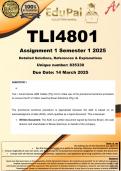 TLI4801 Assignment 1 (COMPLETE ANSWERS) Semester 1 2025 (835330) - DUE 14 March 2025