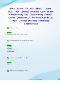 Final Exam: NR 602/ NR602 (Latest 2025/ 2026 Update) Primary Care of the Childbearing and Childrearing Family Guide| Questions & Answers| Grade A| 100% Correct (Verified Solutions)- Chamberlain