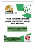 TLI4801 Assignment 1 (COMPLETE ANSWERS) Semester 1 2025 (835330) - DUE 14 March 2025; 100% TRUSTED Complete, trusted solutions and explanations.