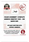 CSL2601 Assignment 1 (COMPLETE ANSWERS) Semester 1 2025 - DUE March 2025; 100% TRUSTED Complete, trusted solutions and explanations. 