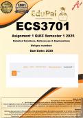 ECS3701 Assignment 1 QUIZ (COMPLETE ANSWERS) Semester 1 2025 - DUE March 2025