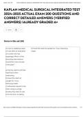 KAPLAN MEDICAL SURGICAL INTEGRATED TEST 2024-2025 ACTUAL EXAM 200 QUESTIONS AND CORRECT DETAILED ANSWERS (VERIFIED ANSWERS) |ALREADY GRADED A+