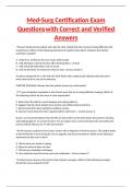 Med-Surg Certification Exam Questions with Correct and Verified Answers