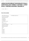 ARDMS DAVIES BREAST SONOGRAPHY EXAM | QUESTIONS AND CORRECT ANSWERS | LATEST EXAM | VERIFIED ANSWERS | GRADED A+