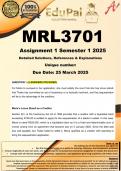 MRL3701 Assignment 1 (COMPLETE ANSWERS) Semester 1 2025 - DUE 25 March 2025