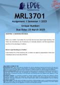 MRL3701 Assignment 1 (ANSWERS) Semester 1 2025 - DISTINCTION GUARANTEED