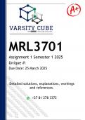 MRL3701 Assignment 1 (DETAILED ANSWERS) Semester 1 2025 - DISTINCTION GUARANTEED