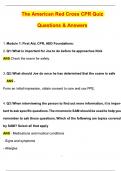 The American Red Cross CPR Quiz Answers (Latest 2025 / 2026 Update) Questions and Verified Answers | 100% Correct | Grade A 