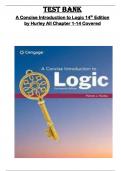 TEST BANK for A Concise Introduction to Logic 14th  Edition  by Hurley All Chapter 1-14 Covered 