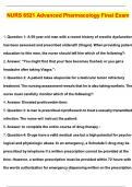 NURS 6531 Advanced Pharmacology Final Exam (Latest 2025 / 2026 Update) Questions and Verified Answers | 100% Correct | Grade A