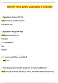 NR 507 / NR507 Final Exam Advanced Pathophysiology Expected Questions and Answers (Latest 2025 / 2026) (Verified Answers)- Chamberlain