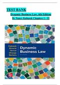 TEST BANK For Dynamic Business Law 6th Edition by Kubasek, Browne, Herron, Dhooge and Barkacs, Chapters 1 - 52, Complete Newest Version