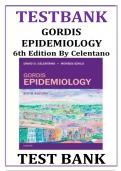 Test Bank For Gordis Epidemiology 6th Edition By David D Celentano; Moyses Szklo Isbn No: 9780323552295 Chapter 1-20 ||Complete A+ Guide