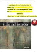 Test Bank for An Introduction to Brain and Behavior 7th Edition by Bryan Kolb, Ian Q. Whishaw, Chapters 1 - 16, Complete Newest Version