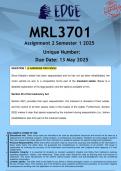 MRL3701 Assignment 2 (ANSWERS) Semester 1 2025 - DISTINCTION GUARANTEED