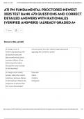 ATI PN FUNDAMENTAL PROCTORED NEWEST 2025 TEST BANK 470 QUESTIONS AND CORRECT DETAILED ANSWERS WITH RATIONALES (VERIFIED ANSWERS) |ALREADY GRADED A+