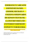 Test Bank For Emergency Care 14th Edition by Daniel Limmer, Michael F. O'Keefe and Edward T. Dickinson||All Chapters Covered||Complete Guide A+