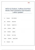 HESI A2 Prefixes, Suffixes And Root Words 2025 Questions And Answers Latest Update!!