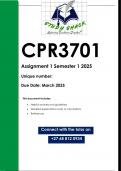 CPR3701 Assignment 1 (QUALITY ANSWERS) Semester 1 2025