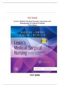 Test Bank Lewis Medical-Surgical Nursing: Assessment and Management of Clinical Problems 12th Edition By Harding & Kwong