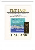 Test Bank Resources for Abrams’ Clinical Drug Therapy- Rationales for Nursing Practice 13th Edition- Frandsen, Pennington (Chapters 41-61)