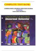  COMPLETE TEST BANK:       UNDERSTANDING ABNORMAL BEHAVIOR 11th Edition by David Sue Latest Update GRADED A+.