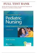 FULL TEST BANK For Davis Advantage For Pediatric Nursing Critical Components Of Nursing Care Third Edition By Diane Rudd, Kathryn ; Kocisko Latest Update Graded A+