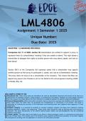 LML4806 Assignment 1 (ANSWERS) Semester 1 2025 - DISTINCTION GUARANTEED