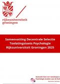 Samenvatting en Oefentoets Selectietoets Psychologie Rijksuniversiteit Groningen 2025